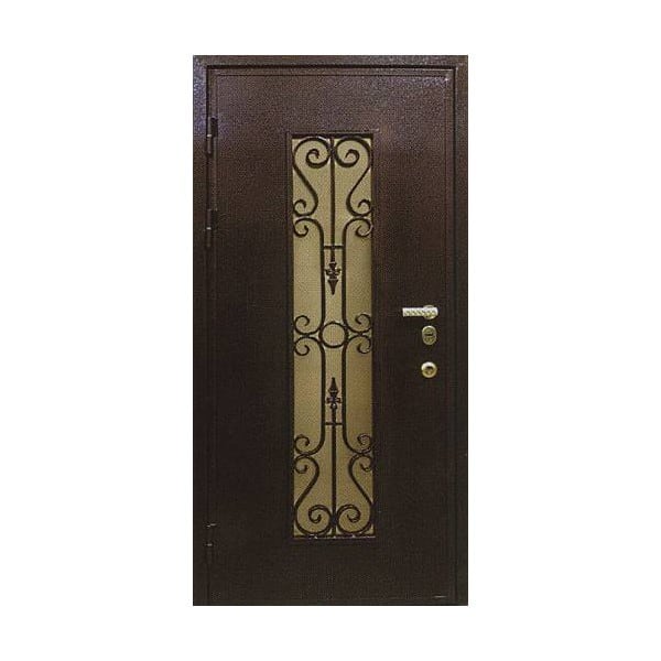 Входная металлическая дверь с порошковым напылением и остеклением СИМФОНИЯ 43