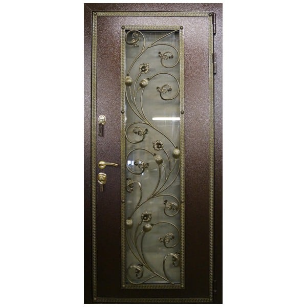 Входная металлическая дверь с порошковым напылением и остеклением АЛЛЕГРО 39