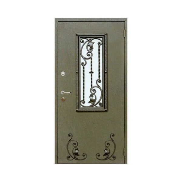 Входная металлическая дверь с порошковым напылением и остеклением РОНДО 42