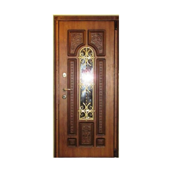 Входная металлическая дверь с МДФ-панелью и остеклением АЛЛЕГРО 114