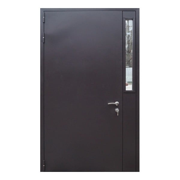 Входная металлическая двустворчатая дверь с порошковым напылением и остеклением АДАЖИО 95