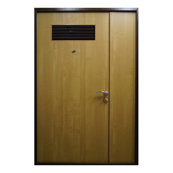 Входная металлическая двустворчатая дверь с МДФ-панелью АДАЖИО 216