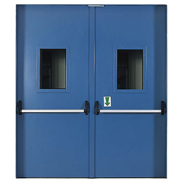 Техническая металлическая двустворчатая дверь с порошковым напылением и остеклением АДАЖИО 60