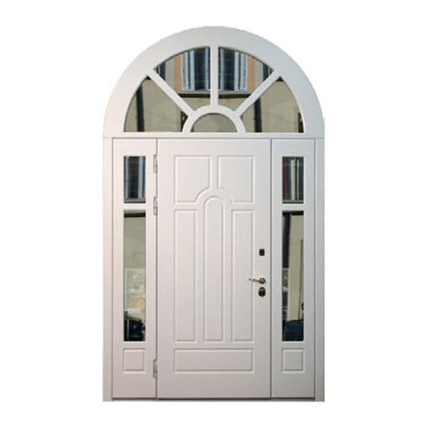 Входная металлическая арочная дверь с МДФ-панелью и остеклением АЛЛЕГРО 179