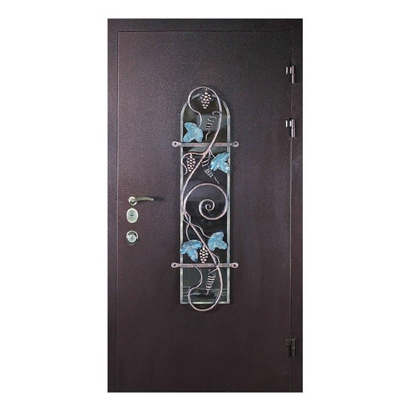 Входная металлическая дверь с порошковым напылением и остеклением РОНДО 47