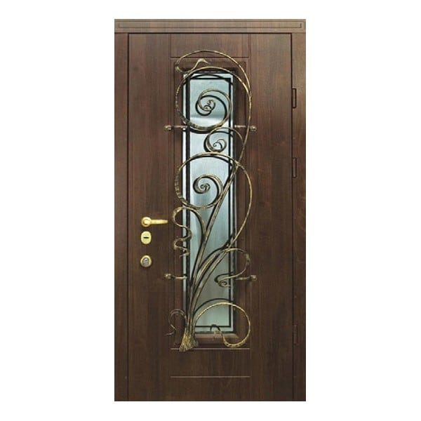 Входная металлическая дверь с МДФ-панелью и остеклением АЛЛЕГРО 187