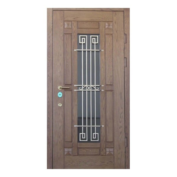 Входная металлическая дверь с отделкой массивом дуба и остеклением АЛЛЕГРО 230