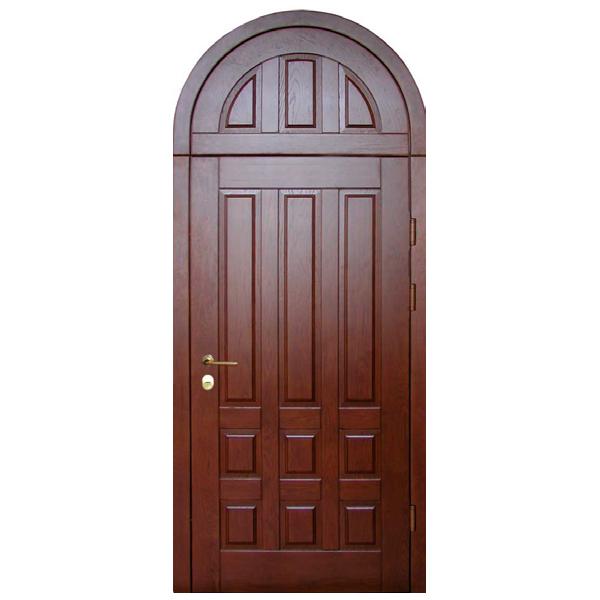 Входная арочная металлическая дверь с отделкой массивом дуба РОНДО 245