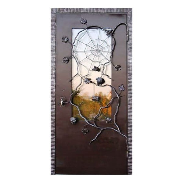 Входная металлическая дверь с порошковым напылением и остеклением АЛЛЕГРО 44