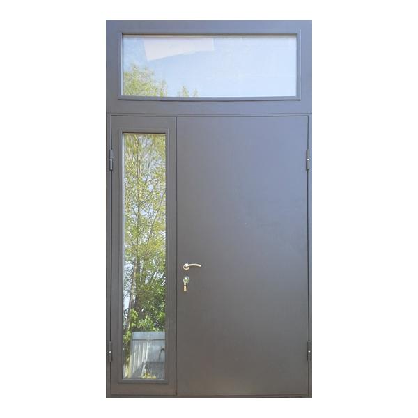 Входная металлическая двустворчатая дверь с порошковым напылением и остеклением СИМФОНИЯ 11